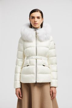 Find MONCLER COLLECTION Boed Short Down Jacket on Editorialist. The Boed down jacket delivers a sophisticated winter look, showcasing a feminine silhouette accentuated by a belted waistline. Crafted from longue saison, the hooded puffer jacket is finished with a luxurious long-haired sheep-skin trim. White Moncler Jacket, Moncler Jacket Women Outfit, Moncler Jacket Women, Personalized Jacket, Hooded Puffer Jacket, Sheep Skin, Moncler Jacket, Cardigan Shirt, Feminine Silhouette