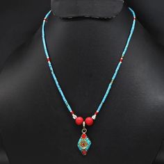 Handmade From Nepal, This Gorgeous Necklace Has Traditional Tibetan Silver With Turquoise, Lapis And Coral Gemstones. Will Be Energetically Charged By A Reiki Master Blue Turquoise Round Beads Necklace For Festival, Festival Blue Beaded Necklaces With Colorful Beads, Blue Beaded Necklaces For Festivals, Traditional Blue Turquoise Necklace For Festivals, Handmade Blue Turquoise Amulet Necklace, Blue Beaded Amulet Style Turquoise Necklace, Blue Beaded Turquoise Amulet Necklace, Handmade Blue Turquoise Necklace For Festivals, Blue Gemstone Beads Amulet Necklace