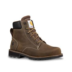 Carhartt-Frontier Work Boot - Women's The Carhartt Frontier work boot is a reliable choice when it comes to rugged performance and protection. This water-resistant leather boot is designed with Rain Defender to keep your feet dry in light rain and has Insite footbed with podiatrist designed arch support for high responsiveness and cushioning support. Durable rubber sole with dirt-releasing lugs and 90-degree heel provides excellent traction. Astm F2892-18 standard design offers maximal protectio Women Work Boots, Carhartt Boots, Worker Boots, New Balance Style, Rugged Boots, Womens Work Boots, Converse Style, Light Rain, Work Boot