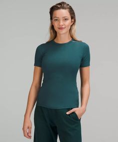 Hold Tight Short Sleeve Shirt Online Only | Women's Short Sleeve Shirts & Tee's | lululemon Joe Wicks, Short Sleeve Shirt Women, Short Sleeve Shirts, Lightweight Tops, Shorts With Tights, Black Friday Shopping, Sleeves (women), Second Skin, Shirt Online