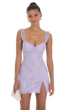 Jacquard Corset Mini Dress in Lilac | LUCY IN THE SKY Purple Satin Dress Short, Light Purple Hoco Dress, Lavender Hoco Dress, Purple Hoco Dress, Satin Dress Short, Hoco Dresses Purple, Purple Satin Dress, Purple Short Dress, Purple Homecoming Dress