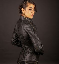 Anahata Designs Singularity Jacket : Delicious Boutique Raven Outfits, Python Jacket, Seven Of Nine, Cotton Lycra Fabric, Long Coat Women, Lambskin Leather Jacket, Timeless Wardrobe Staples, Geek Chic, Leather Jackets Women