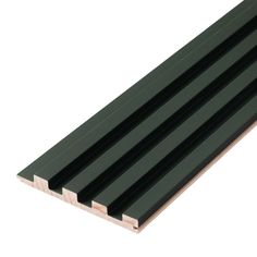 four black plastic slats stacked on top of each other