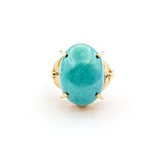 6.50ct Cabochon Turquoise In Yellow Gold Discover the charm of our Gemstone Fashion Ring, beautifully crafted in 18kt yellow gold. This ring features a stunning centerpiece: a 6.50ct cabochon turquoise, showcasing the vibrant and unique beauty of the stone. With its mid-century design, this piece combines vintage elegance with a timeless appeal. Currently sized at 5.5, this ring can be customized to fit you perfectly upon request for an additional fee. Weighing 6 grams, it's a perfect balance of David Webb, Vintage Elegance, Unique Beauty, Fashion Ring, Mid Century Design, Fashion Rings, New Arrivals, Jewelry Rings, Mid Century