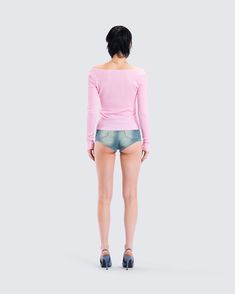 Be the talk of the town in this subtle, yet iconic two-piece set 💕 Featuring a pink off-shoulder top paired with blue belted denim mini shorts, you’ll have them all doing a double take 😜 Pink Off-shoulder Top For Summer, Chic Pink Short Length Top, Chic Pink Short-length Tops, Trendy Fitted Pink Off-shoulder Top, Trendy Pink Fitted Off-shoulder Top, Pink Off-shoulder Top For Spring, Trendy Pink Short Length Top, Denim Set, Talk Of The Town