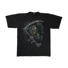 "Vintage 90s Cyber Grim Reaper T-shirt  Used condition. See pics! Single stitch 100% cotton THIS IS USED ITEM! PLEASE DONT EXPECTED IT TO BE LIKE NEW OR IN PRISTINE CONDITION! Size tag: L. Please check the measurements! Measurements: Shoulders: 48 cm. (18.8\") Pit to Pit: 54 cm. (21.2\") Length: 71 cm. (27.9\") Worldwide shipping: Approximate delivery time 14-30 days. Please be careful and ask any specific questions about item before purchasing. I can send you additional details photos as needed." Techno Goth, Goth Rave, Retro Sci Fi, Gothic Punk, Grim Reaper, Sci Fi Art, Size Tag, Vintage 90s, How To Look Pretty