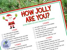 a christmas activity for kids to do with the santa clause and other holiday activities in front of a pine tree