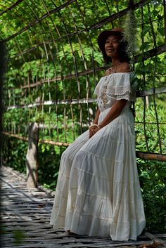 "Off Shoulder Maxi Dress, Bohemian Maxi Dress, Maxi Dress, Spring Maxi Dress Very flattering cotton off shoulder dress with lace detail. A great outdoor wedding dress. Sizing: Made in one size to fit S to XL / US: 4/6/8/10/12/14 Measurement; Chest up to 44\" Pit to pit laying flat 23\" across Top elastic 31-60 around. Waist elastic 24-44\" Hip free Length 54\" hem circumference 454 cm around. **The design best fit a person who is 170 cm or more** (if you need alteration, please contact us) **Mod Flowy Floor-length Dress With Lace Trim, Elegant White Floor-length Boho Dress, Bohemian Flowy Lace Trim Maxi Dress, White Flowy Floor-length Boho Dress, Bohemian Lace Maxi Boho Dress, Bohemian Flowy Maxi Dress With Lace Trim, Bohemian Lace Maxi Length Boho Dress, Flowy Beige Lace Maxi Dress, White Floor-length Flowy Boho Dress