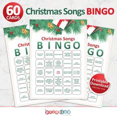 christmas song bingo game with 20 christmas songs