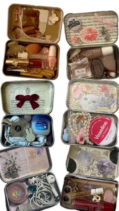 several open suitcases filled with various items