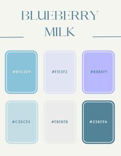 the blueberry milk logo is shown in four different colors, including white and light blue