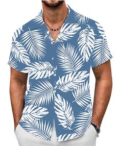 PRICES MAY VARY. Comfortable Material: Quality Polyester hawaiian shirts features with Quick Dry, Colorful, Durable and Silk Softness, essential casual wear for the summer. Perfect Design: Short sleeve, button closure, Front Pocket. The casual beach shirts can be paired with beach shorts, casual pants, jeans, sunglasses, sun hats, etc. to create a summer beach outfits. Multiple Occasion: Mens hawaiian shirts suitable for daily life, casual, outdoor activities, beach, Hawaii, vacation, easily cre Beach Season Printed Button-up Shirt, Printed Button-up Shirt For Beach Season, Collared Camp Shirt With Hibiscus Print For Summer, Casual Hawaiian Shirt With Floral Print For Beach Season, Collared Hawaiian Shirt With Palm Tree Print For Summer, Summer Collared Hawaiian Shirt With Palm Tree Print, Beach Button-up Shirt With Hibiscus Print, Casual Printed Camp Shirt For Beach, Casual Button-up Shirt With Hibiscus Print