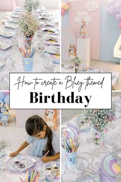 a collage of photos with the words how to create a bday themed birthday