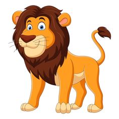 cartoon lion standing on white background