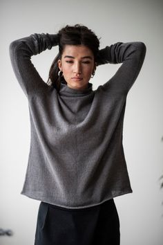 Silk Sweater, Oversized Baby Alpaca and Silk Sweater, Minimalist Sweater, Loose Sweater, Cowl Neck Sweater, High Neckline Sweater, Atuko - Etsy Lithuania Minimalist Sweater, Silk Sweater, High Neck Jumper, Sweater Oversized, Sweater Oversize, Sweater Women's, Women's Sweaters, Baby Warmer, Soft Baby