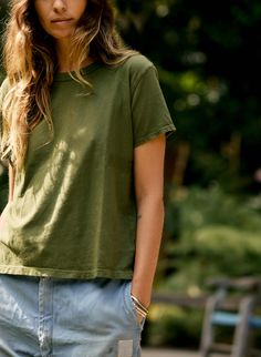 drop tee in olive – imogene + willie Relaxed Washed Cotton Tops, Everyday Soft-washed T-shirt, Summer Effortless Soft-washed T-shirt, Effortless Short Sleeve Cotton T-shirt, Everyday Fall Tops, Everyday Cotton Pre-washed T-shirt, Solid Color Cotton T-shirt For Fall, Cotton Solid Color T-shirt For Fall, Fall Solid Color Cotton T-shirt