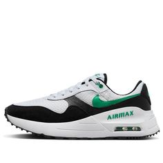 Nike Air Max SYSTM 'White Black Stadium Green' DM9537-105 Modern White Nike Air Max For Streetwear, Modern White Nike Air Max For Sports, White Nike Air Max For Light Sports, White Nike Air Max Functional Shoes, Nike Air Max White Functional Shoes, White Nike Air Max Sports Shoes Breathable, White Nike Air Max Breathable For Sports, White Nike Air Max Functional Style, Nike Air Max White Breathable Running Shoes