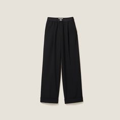 Flared hem with cuff Side zipper closure Logo-print elastic Angled slash pockets Miu Miu Pants, 90s Runway Fashion, Black Wide Leg Trousers, Black Wide Leg Pants, Black Flare, Airport Fashion, Evening Outfits, Aesthetic Grunge, Cropped Trousers