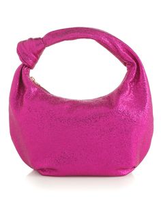 Shiraleah Chrissy Knotted Metallic Top Handle Bag, Magenta Trendy Party Hobo Bag, Chic Metallic Shoulder Bag For Party, Trendy Hobo Bag With Removable Pouch For Party, Trendy Hobo Bag For Party, Trendy Party Hobo Bag Tote, Trendy Hobo Shoulder Bag For Party, Trendy Metallic Evening Bags, Chic Metallic Clutch Bag, Trendy Metallic Shoulder Bag For Evening