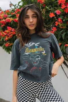 FREE SHIPPING ON ORDERS OVER $60 Rock your style with this Guns N Roses Top Hat Copley Tee! This vintage rock and roll inspired crop t-shirt features badass grinding details on the shoulders and neckline, giving you an edgy look you'll love. Plus, with its relaxed fit and super soft fabric, you'll feel as cool as you look! Bang your head and strum your air guitar in pure comfort - it's 100% organic cotton! Color: Vintage Black Fabric: 100% Organic Cotton Ethically made in Los Angeles, CA Model w Air Guitar, Love Plus, Vintage Rock, Crop T Shirt, Color Vintage, Edgy Look, Crop Tshirt, Clothing Co, Top Hat