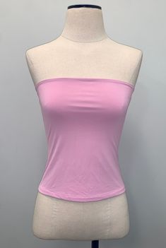 "Pink stretch tube top. Bust: 28\" Waist: 25\" Length: 14\"" Hot Pink Tube Top, Pink Tube Top, Rave Tops, Pink Choker, Purple Floral Dress, Arlington Va, Pink Lemon, Tube Tops, Y2k Clothes