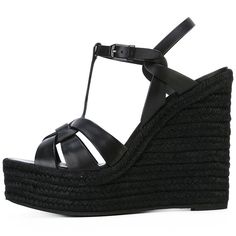 Shop Black Summer Woven Straw T-Strap Wedge Sandals with Buckle Slingbacks color Black for Beach, Dancing Club, Going out, Music Festival, Party, Work with worldwide Free shipping & Free return. Womens Sandals 2022, T Strap Shoes, Design Shoes, Strap Wedge, Summer Party Dress, Fashion Heels, T Strap Sandals, Up Shoes, Sandal Fashion