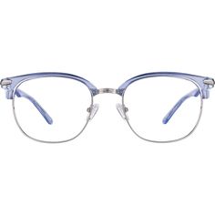 Give your look a warm touch with soft neutrals. These browline glasses feature a glossy translucent brow over a metal eyeglasses. This wide eyeglasses is available in the following colors: clear brown blue and gray. The nose bridge features fine filigree detail. Acetate temple tips and adjustable nose pads provide all-day comfort. | Zenni Browline Prescription Eyeglasses Blue Mixed Browline Glasses, Metal Eyeglasses, Angel Blue, Classic Vibe, Rim Design, Zenni Optical, Oval Face Shapes, Oval Face, Oval Faces