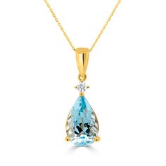 A-Pendent-913967J16072-YG-1 Aquamarine Gem, Aquamarine Pendant, Aquamarine Gemstone, Blue Gemstones, Pear Cut, Round Cut Diamond, Metal Color, Diamond Gemstone, Gemstone Colors