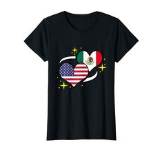 PRICES MAY VARY. Mexican American Flag Heart Mexican Women Lightweight, Classic fit, Double-needle sleeve and bottom hem Mexican American Flag, Mexican Heritage, Mexican Women, Heart Women, Mexican American, Women T Shirt, Branded T Shirts, American Flag, Top Styles