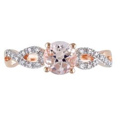 Stella Grace Rose Rhodium-Plated Sterling Silver Morganite and Diamond Accent Infinity Ring Morganite Diamond Ring With Diamond Accents, Elegant Morganite Ring With Gemstone Accents, Morganite Jewelry With Diamond Accents For Promise Ring, Morganite Ring With Diamond Accents For Promise, Elegant Infinity Jewelry With Accent Stones, Grace Rose, Morganite Diamond, Infinity Ring, Rose Gold Engagement