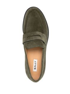 olive green calf leather suede embossed logo to the rear penny slot raised seam detail almond toe branded leather insole chunky rubber soleGender: MenMaterial: OUTER LEATHER 100% ; LINING LEATHER 100% ; SOLE RUBBER 100 %Color: GREENMade in: CHProduct ID: MSF0E5 SU009 U680F*Import tax/duty will be calculated at checkout (If applicable) Classic Green Loafers With Brogue Detailing, Classic Green Loafers For Business, Classic Green Loafers With Rubber Sole, Classic Green Loafers For Work, Green Classic Loafers For Work, Classic Green Suede Loafers, Green Suede Loafers For Work, Olive Color, Shoes Uk