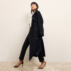 The Frankie jacket is the main character in any room it walks into. It features classic trench-inspired details—including wide lapels, a storm flap, patch pockets, and a waist-defining belt—and stands out thanks to contrast top stitching. Our mid-weight Everyday Crepe fabric makes it gorgeously drapey, easy-care, and ideal for travel. ﻿Made in Vietnam with fabric from Japan. Bryant Park Nyc, Nyc Park, Contrast Top, Bryant Park, Work Style, Main Character, A Storm, Crepe Fabric, Dress Suits