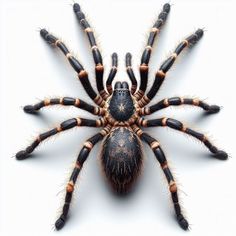 a close up of a spider on a white background