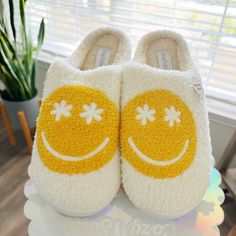 Cozy Soles Happy Face Slippers New, With Tag! Size Xl (Shoe Size 9/10) Slip On Style Memory Foam Very Cozy And Super Cute! Offers Welcome Bundle To Save Follow My Instagram @Withlovewanderingjackie Playful Round Toe Slippers For Spring, Cute Round Toe Slippers For Spring, Fun Round Toe Slippers For Spring, Cream Round Toe Slippers For Spring, Cute Round Toe Slippers For Leisure, Spring Leisure Slippers With Round Toe, Comfortable Yellow Slip-on Slippers, Playful White Slippers For Spring, Comfy Flat Slippers For Spring