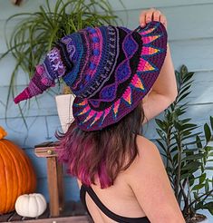 Odd Crochet Projects, Crochet Edm Outfit, Crochet Which Hat, Colorama Halo Crochet Patterns, Whimsigoth Knitting, Crochet Costume Women, 2 Hour Crochet Projects, Crochet Witch Hat Pattern Free, Witches Hat Crochet