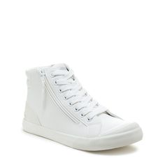 Welcome the sun in Rocket Dog's Jazzin Sport White High Top Sneakers. Sporty PU upper, plush foam insole, and a sleek white finish make them perfect for any style maven. Dress them down with your favorite denim shorts and a cute crop top. Ready, set, slay! 💫👟 Rocket Dog Women's High Top Sneaker Upper: White sporty PU Shaft: White faux-leather tubed Sole: White rubber Toe cap: Rubber Style: Lace-up high-top sneaker Closure: Side zipper convenience Insole: Plush Foam Comfort Insole Rocket Dogs, Be Unstoppable, White High Tops, Trainers Fashion, High Top Sneaker, Rocket Dog, Cute Crop Tops, Synthetic Rubber, Athletic Fashion