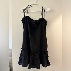 Cute And Adjustable Bow Tie Straps, Never Worn! Black Ruffled Mini Dress For Vacation, Casual Mini Dress, Mini Dress Casual, Bow Tie, Cool Outfits, Mini Dress, Womens Dresses, Makeup, Dresses