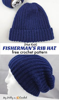 the fisherman's rib hat is free crochet pattern and it also has a button