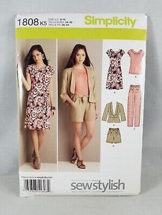 an image of a woman's dress and jacket in two different styles on the sewing pattern