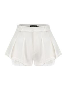 Mila White Shorts | Nana Jacqueline Designer Wear Elegant High Waist Shorts For Day Out, Elegant High Waist Pleated Shorts, Fitted Elegant Shorts For Day Out, Elegant High-waist Pleated Shorts, Elegant Shorts With Built-in Shorts For Night Out, Chic Shorts For Night Out In Spring, Elegant Pleated Short Bottoms, Elegant High Waist Summer Shorts, Elegant Shorts For Day Out