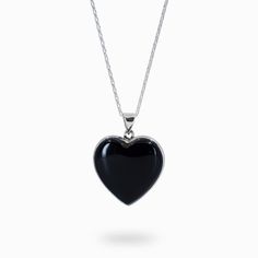 Heart Shaped Cabochon Onyx Necklace in 925 Sterling Silver Made In Earth Grunge Necklaces, Dark Accessories, Black Love Heart, Clear Quartz Necklace, Grunge Jewelry, Malachite Necklace, Black Onyx Necklace, Gothic Necklace, Onyx Jewelry