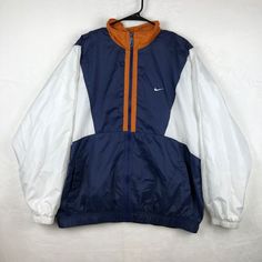 Vintage Nike Windbreaker Full Zip Jacket Youth Size XL (16-18) Blue Orange White SIZE: Youth Size XL (16-18) Brand new with tags.  Please see pictures for measurements. Returns: If you are not 100% satisfied with your item, please contact us ASAP and we will make it right. Returns are accepted within 30 days, through the eBay return process. If you have any questions, please reach out and we will get back with you as quickly as possible. Shipping: We strive to ship items within 24 hours upon payment received, excluding weekends and holidays.