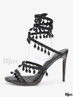 Bjux - Exquisite Womens Open Toe High Heel Sandals with Rhinestones and Lace-Up for Formal Occasions Sandals For Prom, Fall Toes, Street Wear Style, Silver Platforms, Faux Leather Midi Skirt, Rhinestone High Heels, Summer Boots, Lace Up High Heels, Open Toe High Heels