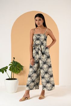 Exhibit your flair for style with this chic printed jumpsuit, a perfect blend of comfort and fashion. The jumpsuit features a tasteful Natural Palm colorway, a subtle yet captivating print that exudes a breezy, tropical vibe. One of the main highlights of this piece is the pintuck details that enhance its visual appeal, giving it a structured yet relaxed silhouette. Practicality is another strength of this jumpsuit, with handy pockets that not only add to its casual style but also provide space Beach Getaways, Printed Jumpsuit, Tropical Vibes, Pin Tucks, Cotton Linen, Casual Style, Highlights, Jumpsuit