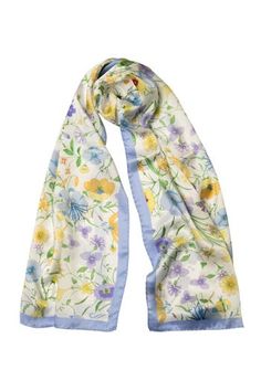 Silky silk satin with a fabulous floral print to add a feminine touch to your look. 100% Made in Como, Italy. Figure flattering size: Approx. 20” x 67". Years of trial and error taught us that this size scarf is one of the simplest to style and makes every woman look chic. 100% silk satin: A luxuriously soft fabric with a lustrous sheen on one side and a gentle matte finish on the other that feels oh-so sumptuous. Unlike common polyester satin, our satin is pure silk, offering unmatched elegance Classic Multicolor Silk Scarf, Chic Silk Scarf With Floral Print For Spring, Elegant Floral Silk Scarf For Spring, Elegant Flower Shaped Silk Scarf For Spring, Elegant Flower-shaped Silk Scarf For Spring, Spring Silk Scarf With Satin Finish, Spring Satin Silk Scarf With Satin Finish, Floral Silk Scarf For Spring, Summer Silk Scarf With Satin Finish