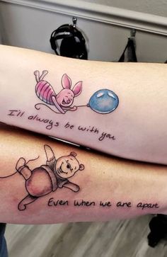 50 Best Quote Tattoos for Men & Women (2024) - The Trend Spotter Disney Quote Tattoos, Best Friend Disney, Piglet Tattoo, Eeyore Tattoo, Mommy Daughter Tattoos, Winnie The Pooh Tattoos, Cute Best Friend Tattoos, Tigger Eeyore, Maching Tattoos