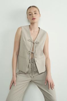 Your perfect fall transitional piece! The bowie Tailored Vest is a great addition to your wardrobe! Tie Vest, Tailored Vest, Vest Top, Sweater And Shorts, Rotterdam, Swimwear Tops, Jean Coat, Wedding Designs, Bow Tie