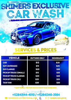 the flyer for shiners car wash