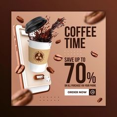 an advertisement for coffee time is shown in this advertisement, it appears to be on sale