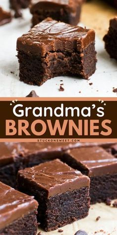 These easy Grandma's brownies are the yummy treats you shouldn't miss! Learn how to make this best brownie recipe that features the thickest, most delicious brownies you will ever eat with a fudge type frosting on top. What's not to love? Grandmas Brownies, Chocolate Hershey, Best Grandma, Delicious Brownies, Best Brownies, Bar Cookies